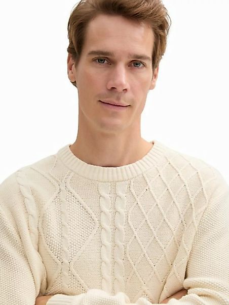 TOM TAILOR Rundhalspullover Strickpullover mit Zopfmuster günstig online kaufen