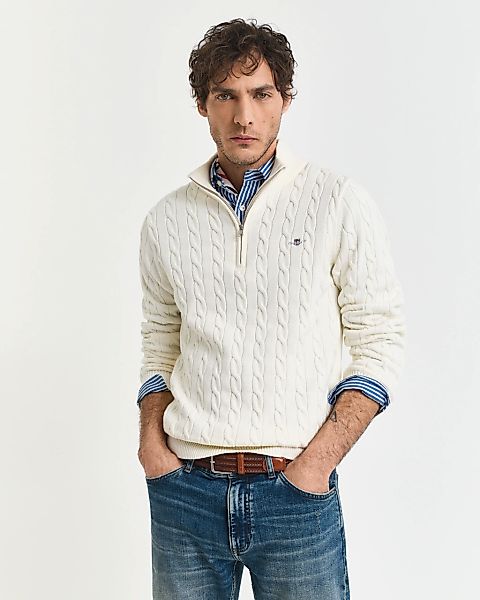 Gant Strickpullover "COTTON CABLE HALF ZIP", Mit Rundhalsausschnitt günstig online kaufen