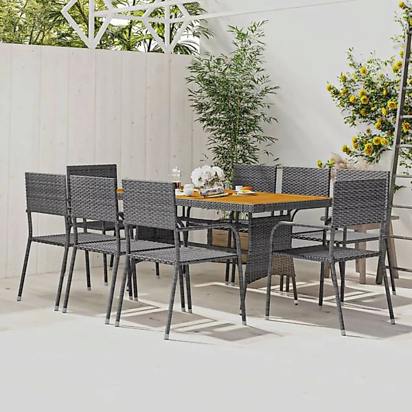 Vidaxl 9-tlg. Garten-essgruppe Poly Rattan Grau günstig online kaufen