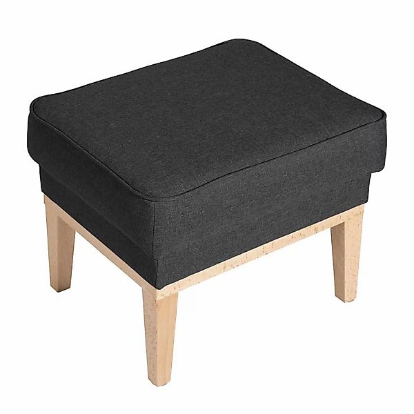 Fußhocker dunkelgrau modern mit Vierfußgestell aus Holz Buchefarben günstig online kaufen