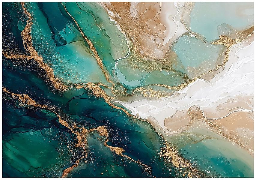 Wallarena Fototapete Marmor Gold Grün Vlies Tapete Wohnzimmer Schlafzimmer günstig online kaufen