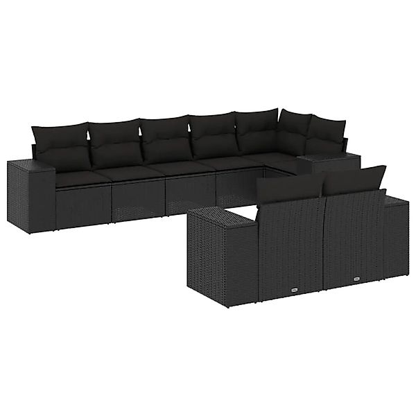vidaXL 8-Tlg Garten-Sofagarnitur mit Kissen Schwarz Poly Rattan 3255152 günstig online kaufen