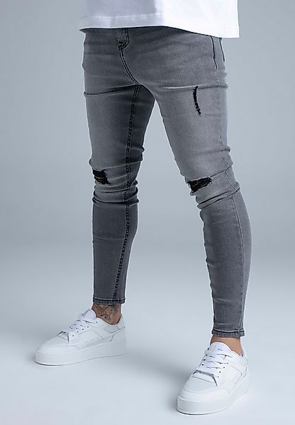 Siksilk Skinny-fit-Jeans SikSilk Herren Graue Distressed Skinny Jeans günstig online kaufen