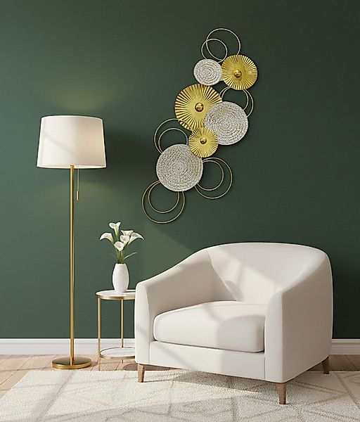 MF Wanddekoobjekt Sixo Gold Edition Metall Wanddeko Wandschmuck Kreise 83x3 günstig online kaufen
