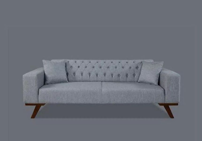JVmoebel Sofa Sofa 3 Sitzer Stoff Dreisitzer Polster Luxus Chesterfield Gra günstig online kaufen