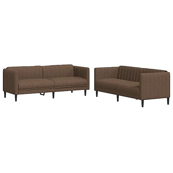 vidaXL Sofa, 2-tlg. Sofagarnitur Braun Stoff günstig online kaufen