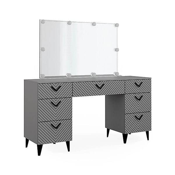 Vicco Schminktisch Anett Grau 150 cm mit LED Beleuchtung günstig online kaufen