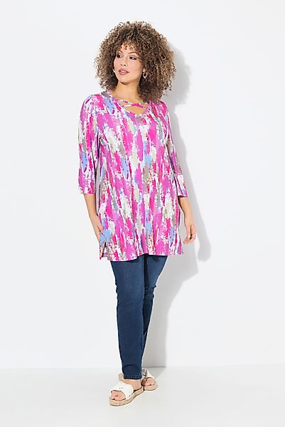 Ulla Popken Longshirt Longshirt A-Linie Zierbänder günstig online kaufen