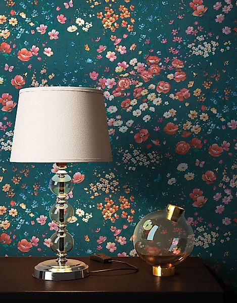 Newroom Vliestapete, Blau Tapete Landhaus Blumen günstig online kaufen