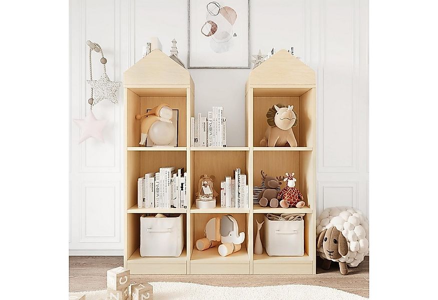 GarveeMore Kinderregal mit 8 Fächern für Kinder,Burgdesign Spielzeugtruhe,9 günstig online kaufen