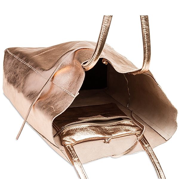 Caspar Schultertasche Großer Damen Leder Shopper Metallic - CLASSIC LINE - günstig online kaufen