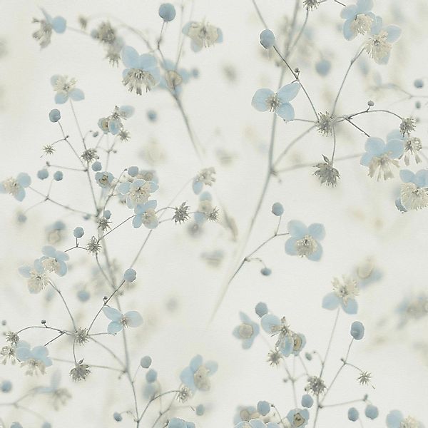 PROFHOME 387262-GU Blumen Tapete Floral Matt Blau hell-Grau Creme-Weiß 0,53 günstig online kaufen