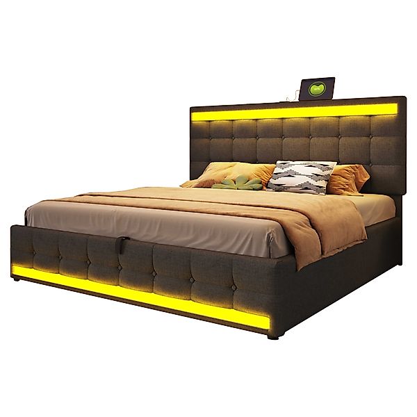 BlingBin Polsterbett Stauraumbett (1-tlg., mit LED-Beleuchtung günstig online kaufen