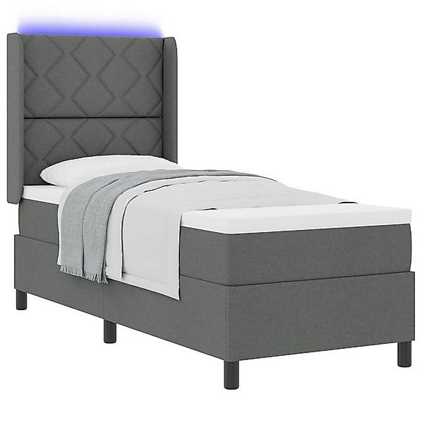 vidaXL Bett LED Boxspringbett mit Matratze Dunkelgrau 90x190 cm Stoff (1-tl günstig online kaufen