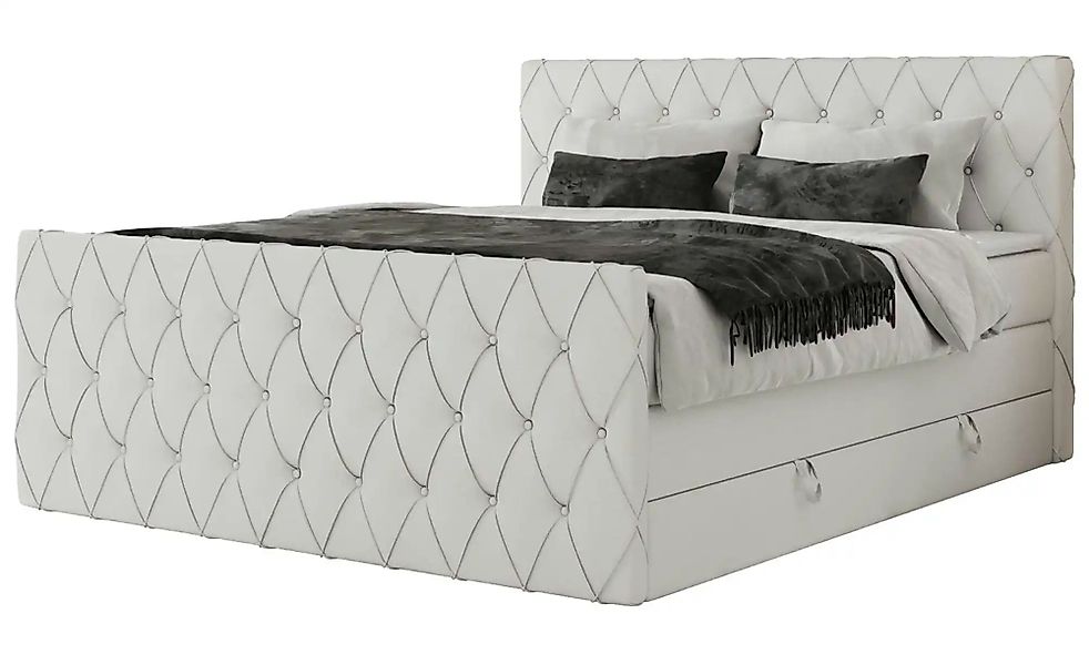 Boxspringbett mit Bettkasten Miren King Duo ¦ weiß ¦ Maße (cm): B: 201 H: 1 günstig online kaufen