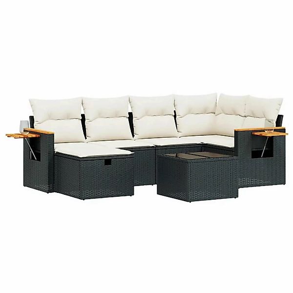 vidaXL 7-tlg Garten-Sofagarnitur mit Kissen Schwarz Poly Rattan Modell 209 günstig online kaufen