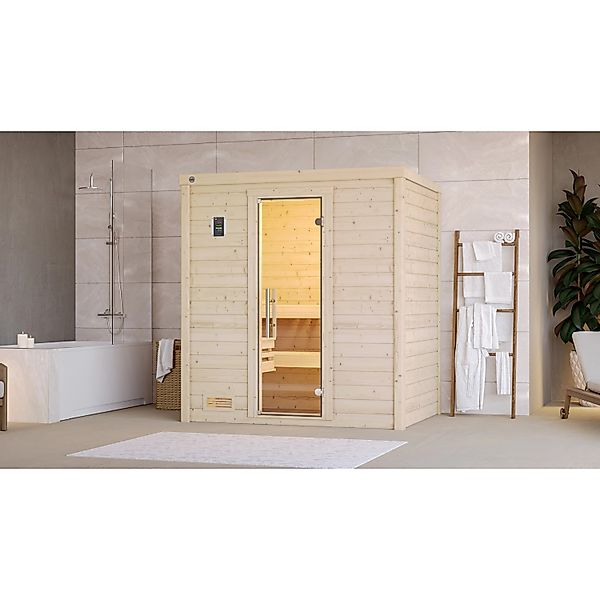 Weka Massivholzsauna Bergen 1 o. Ofen Holztür günstig online kaufen
