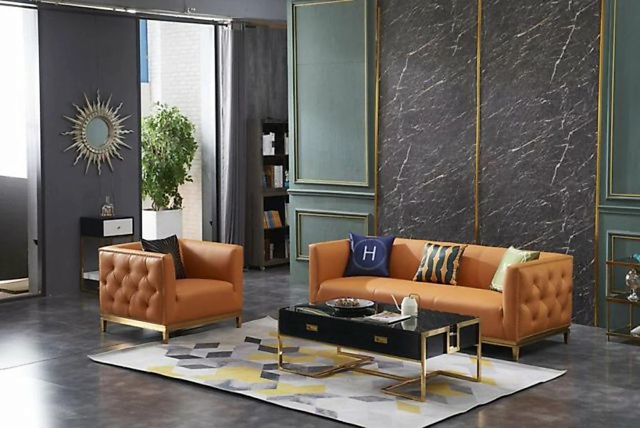 JVmoebel Sofa Klassisches Sofa Couch Polster 3+1 Sitzer Couchen Leder Sitz, günstig online kaufen