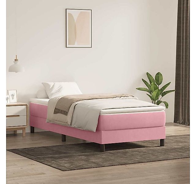 vidaXL Boxspringbett, Boxspringbett mit Matratze Rosa 80x210 cm Samt günstig online kaufen