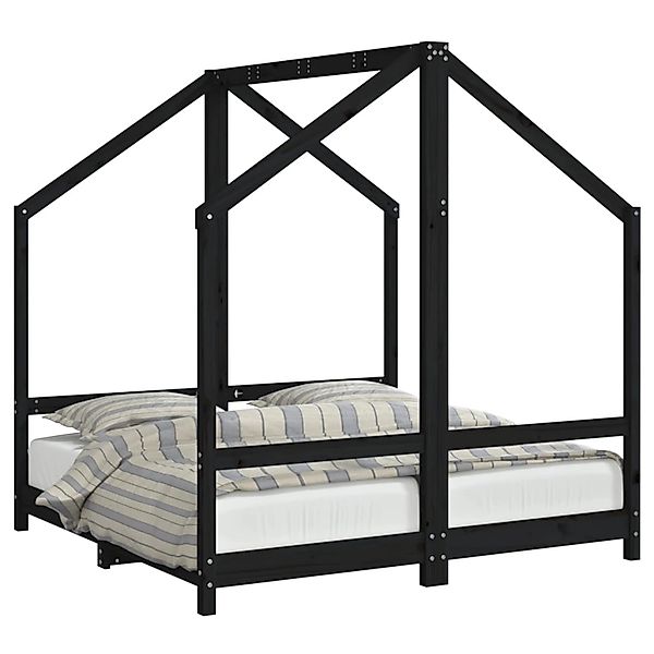 vidaXL Kinderbett Schwarz 2x 70x140 cm Massivholz Kiefer 3200594 günstig online kaufen