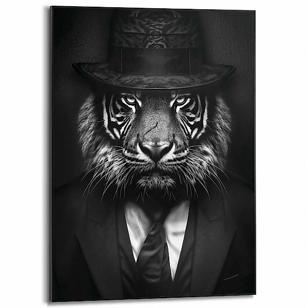 Reinders Poster "Tiger Man", Hobbyraum - Hut - Kostüm - Schwarz-Weiß - MDF günstig online kaufen