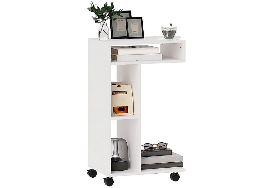 HOMCOM Beistelltisch Couchtisch mit Rollen, Schreibtisch mit 4 Regalen (Sof günstig online kaufen