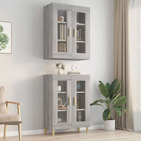 vidaXL Hängeschrank Hängeschrank Grau Sonoma 69,5x34x90 cm Glas Vitrine günstig online kaufen