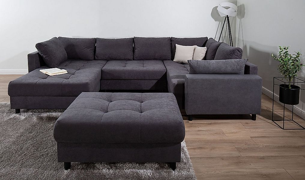 COLLECTION AB Wohnlandschaft Toni U-Form mit Armlehne, inkl. Hocker und Zie günstig online kaufen
