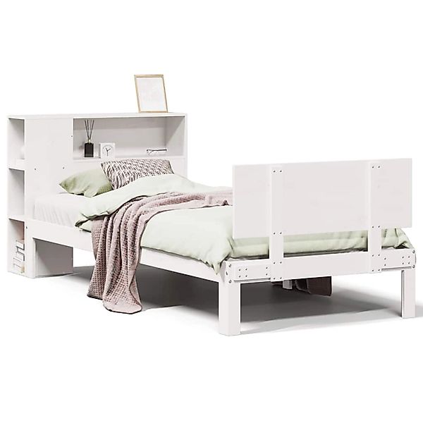 vidaXL Massivholzbett mit Regal ohne Matratze Weiß 75x190 cm Kiefer 3322643 günstig online kaufen