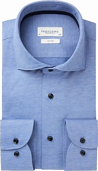 Profuomo Hemd Knitted Slim Fit Mid Blau Melange - Größe 39 günstig online kaufen