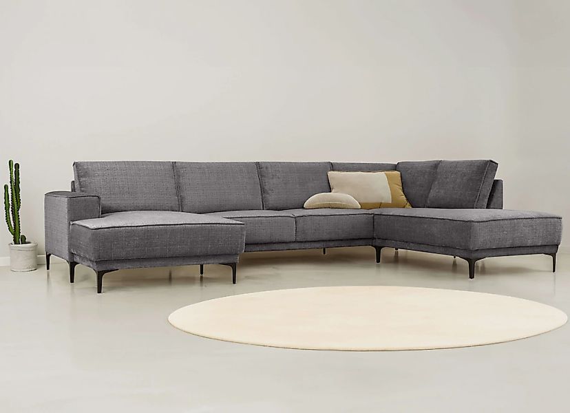 PLACES OF STYLE Wohnlandschaft "XXL Sofa Oland, Struktur, Flachgewebe, Luxu günstig online kaufen