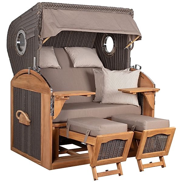 GarWoh Strandkorb Horum XL Teak PE Grey Dessin 534 günstig online kaufen