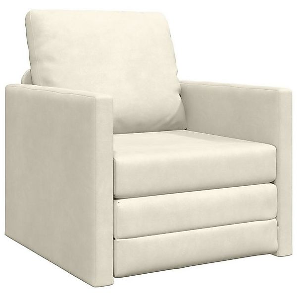 vidaXL Sofa Boden Sofa Bett 2-in-1 Creme 74x77x81 cm Samt, 1 Teile günstig online kaufen