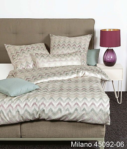 Janine Mako-Satin Bettwäsche MILANO 45092 kameegrün beere Größe:  135x200 c günstig online kaufen
