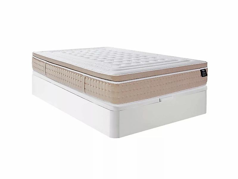 Set aus Bettgestell mit Bettkasten + Matratze - 140 x 190 cm - Hybridmatrat günstig online kaufen