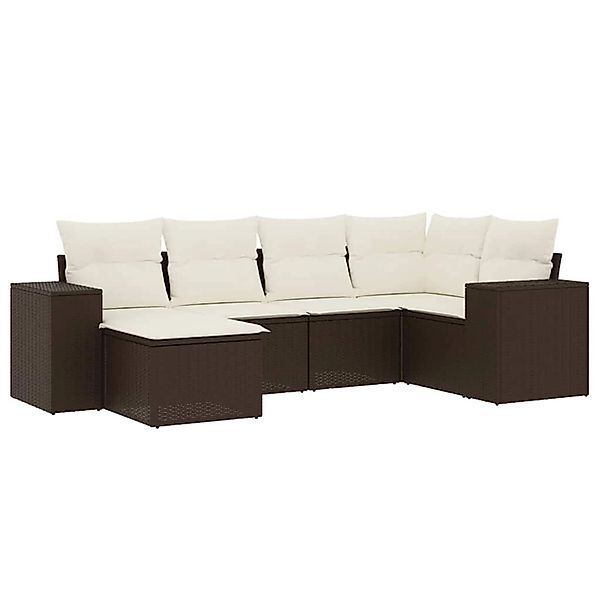 vidaXL 6-Tlg Garten-Sofagarnitur mit Kissen Braun Poly Rattan 3222862 günstig online kaufen