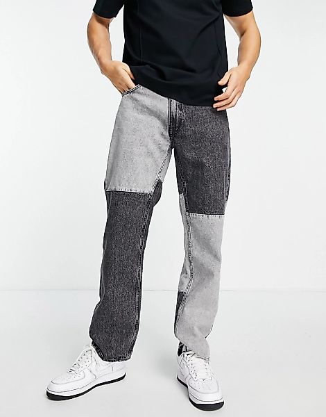 Bershka – Patchwork-Jeans in Grau im Stil der 90er günstig online kaufen