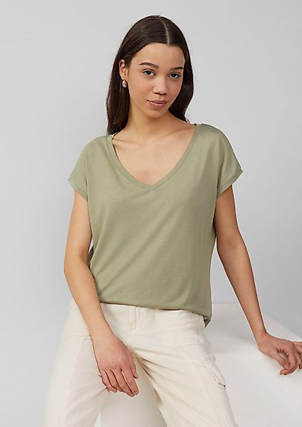 QS Kurzarmshirt T-Shirt Locker geschnittenes T-Shirt günstig online kaufen