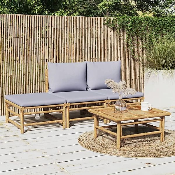 vidaXL Gartenlounge-Set 4-tlg. Garten-Lounge-Set mit Hellgrauen günstig online kaufen