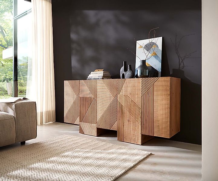 Sideboard Naxxar 180 cm Akazie Natur 5 Türen günstig online kaufen