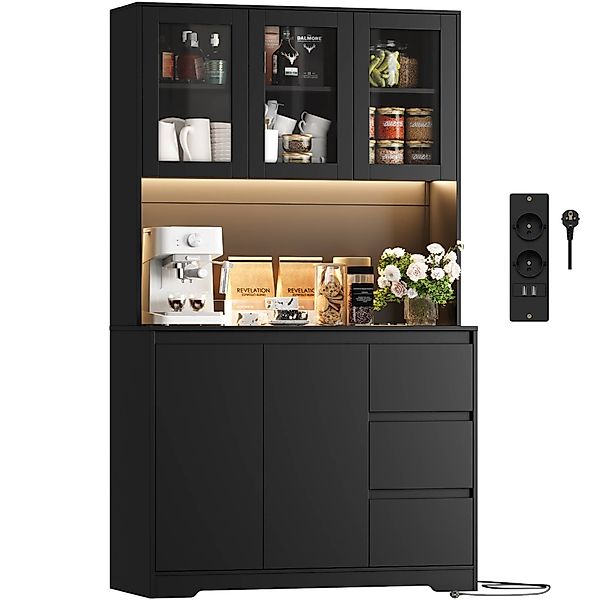 Homfa Küchenbuffet mit LED Küchenschrank Buffetschrank günstig online kaufen