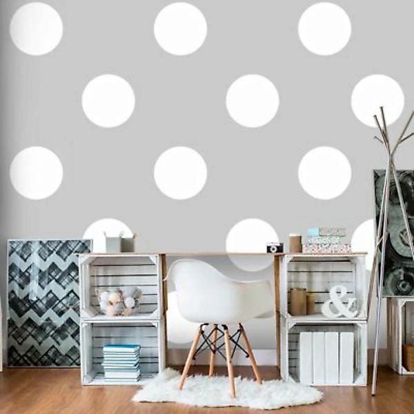 artgeist Fototapete Charming Dots grau/weiß Gr. 400 x 280 günstig online kaufen