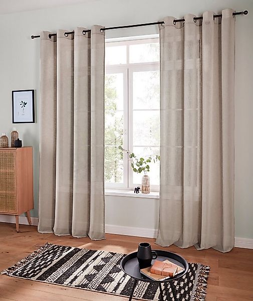 OTTO home Gardine Fiete (1 St), Ösen, halbtransparent, Leinen Optik, monoch günstig online kaufen