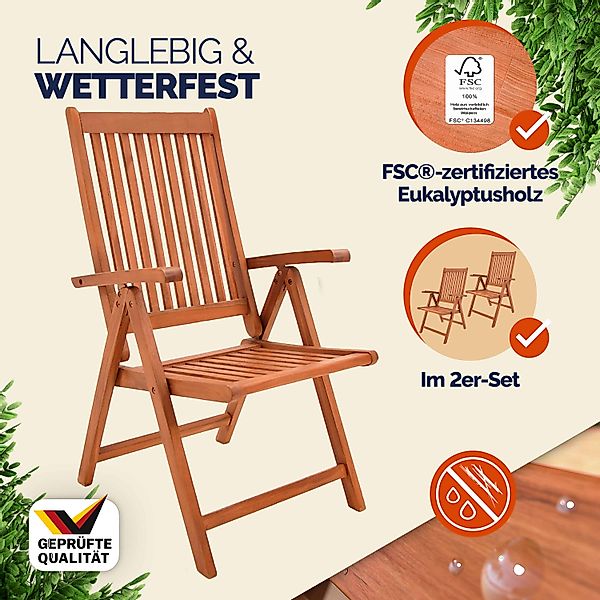 Casaria Gartenstuhl Vanamo (2 St), Gartenstuhl günstig online kaufen