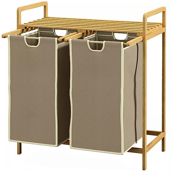 HOMCOM Wäschekorb  Wäschebox mit 2 abnehmbaren Wäschesäcken, Wäschesammler, günstig online kaufen