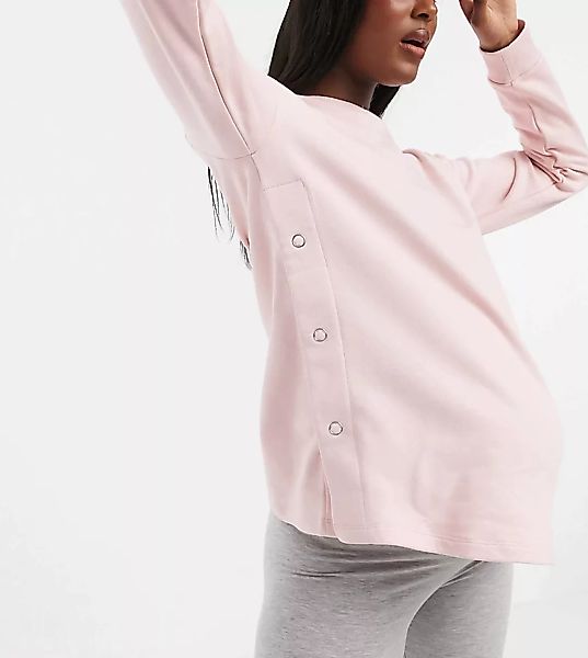 ASOS DESIGN Maternity – Rosa Still-Sweatshirt mit seitlichen Druckknöpfen günstig online kaufen