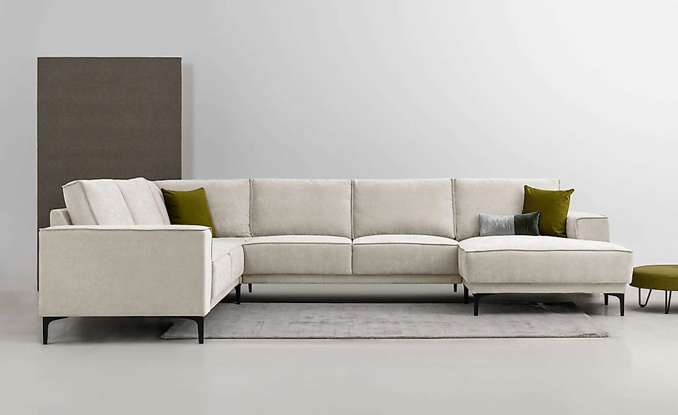 Places of Style Wohnlandschaft "XXL Sofa Oland, Struktur, Flachgewebe, Luxu günstig online kaufen