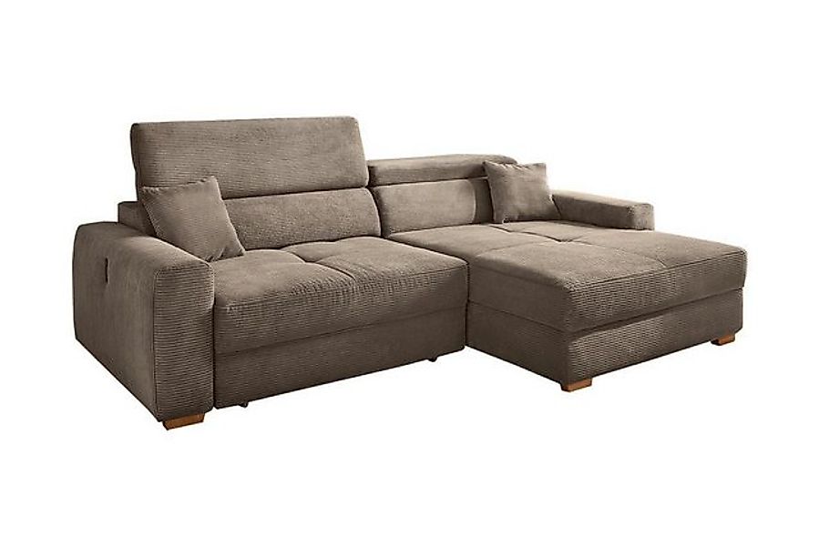 Jockenhöfer Gruppe Ecksofa SLIDER, Taupe, Cordbezug, Kopfteilverstellung, e günstig online kaufen