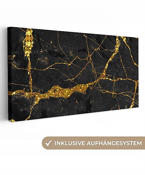 OneMillionCanvasses® Leinwandbild Panorama Marmor - Gold günstig online kaufen