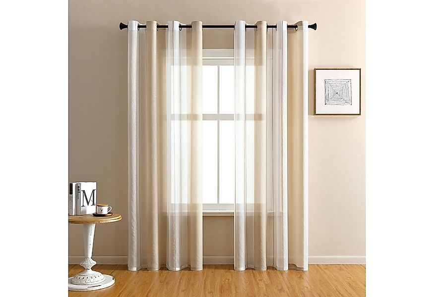 BTTO V&G Gardine Voile Vorhänge,Streifen Vorhang 2 Stück, Ösen, halbtranspa günstig online kaufen